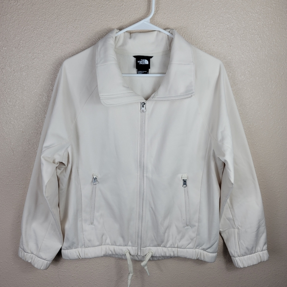 The North Face Woman's sweater jacket Zipper up Sz M White Cream